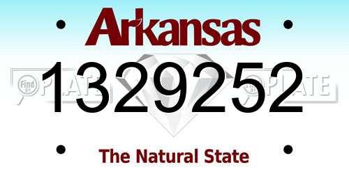 1329252 Arkansas License Plate