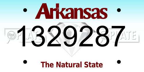 1329287 Arkansas License Plate