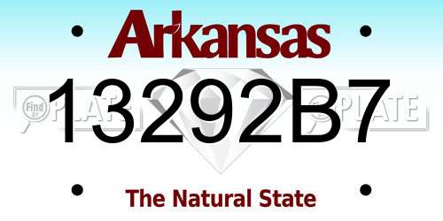 13292B7 Arkansas License Plate