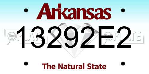 13292E2 Arkansas License Plate