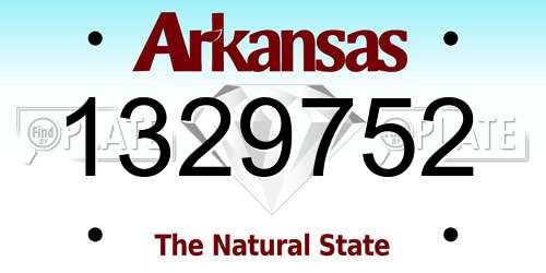 1329752 Arkansas License Plate