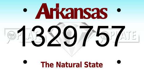 1329757 Arkansas License Plate
