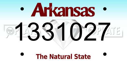 1331027 Arkansas License Plate