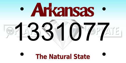 1331077 Arkansas License Plate