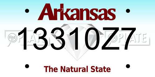 13310Z7 Arkansas License Plate