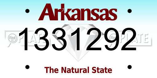 1331292 Arkansas License Plate