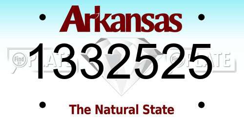 1332525 Arkansas License Plate