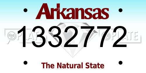 1332772 Arkansas License Plate