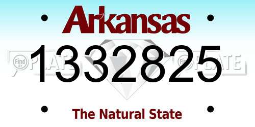 1332825 Arkansas License Plate