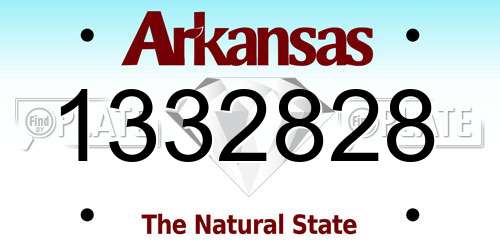 1332828 Arkansas License Plate
