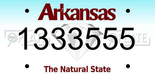 1333555 Arkansas License Plate