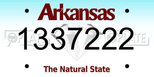 1337222 Arkansas License Plate