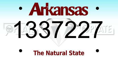 1337227 Arkansas License Plate