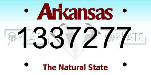 1337277 Arkansas License Plate