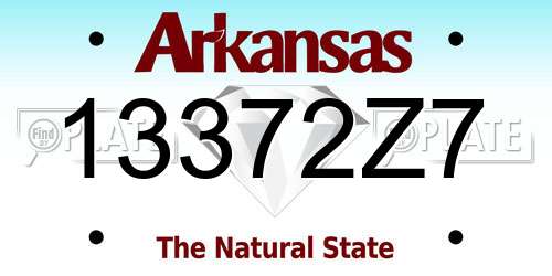 13372Z7 Arkansas License Plate