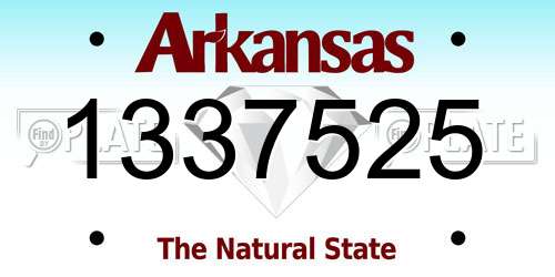 1337525 Arkansas License Plate