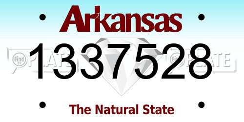 1337528 Arkansas License Plate