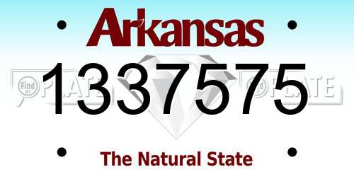 1337575 Arkansas License Plate