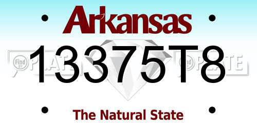 13375T8 Arkansas License Plate