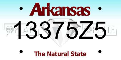 13375Z5 Arkansas License Plate