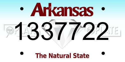 1337722 Arkansas License Plate