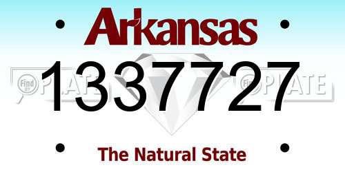 1337727 Arkansas License Plate
