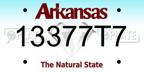 13377T7 Arkansas License Plate