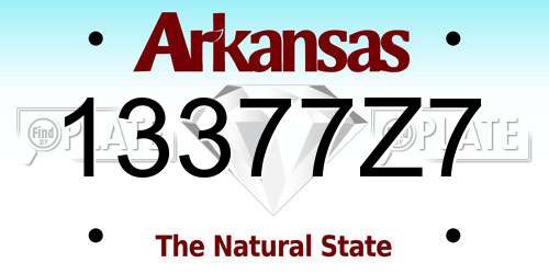 13377Z7 Arkansas License Plate