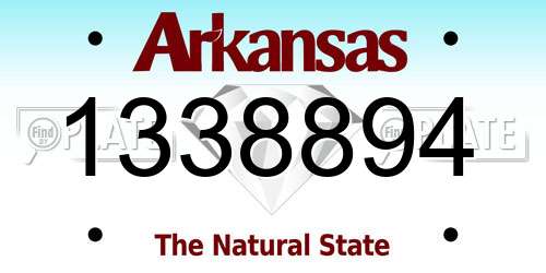 1338894 Arkansas License Plate