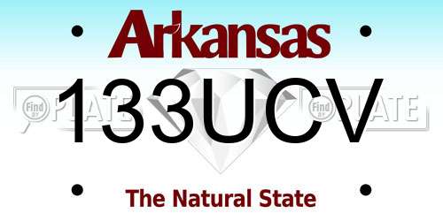 133UCV Arkansas License Plate