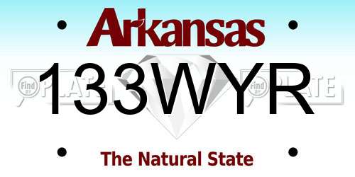 133WYR Arkansas License Plate