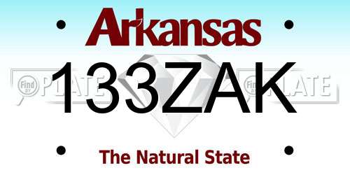 133ZAK Arkansas License Plate