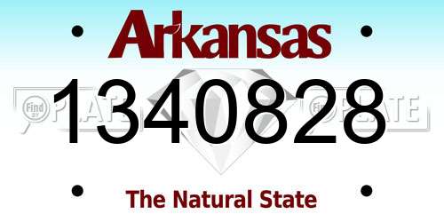 1340828 Arkansas License Plate