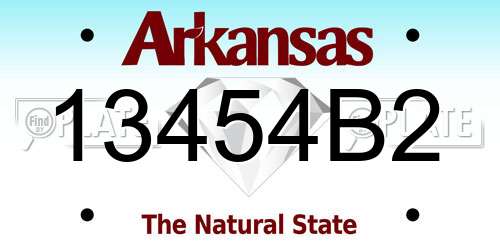 13454B2 Arkansas License Plate