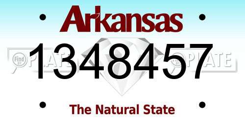 1348457 Arkansas License Plate