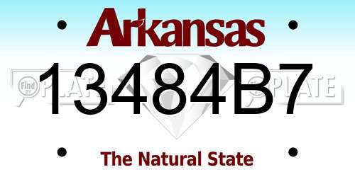 13484B7 Arkansas License Plate