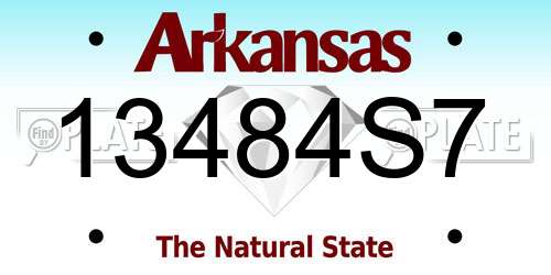 13484S7 Arkansas License Plate
