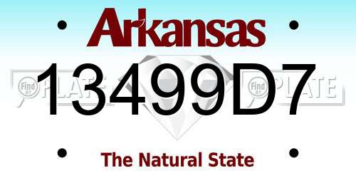 13499D7 Arkansas License Plate