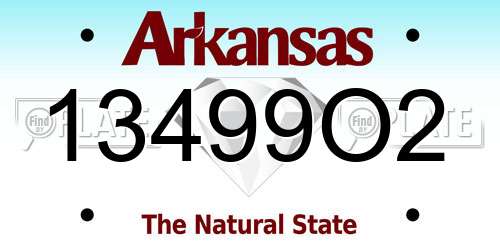 13499O2 Arkansas License Plate