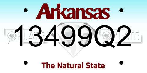 13499Q2 Arkansas License Plate