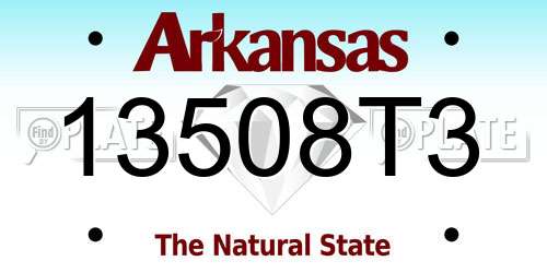 13508T3 Arkansas License Plate