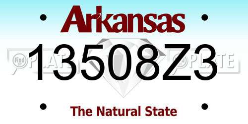 13508Z3 Arkansas License Plate