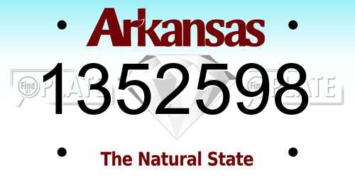 1352598 Arkansas License Plate