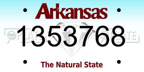 1353768 Arkansas License Plate