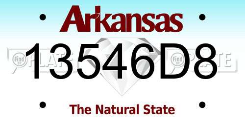 13546D8 Arkansas License Plate