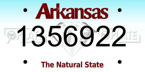 1356922 Arkansas License Plate