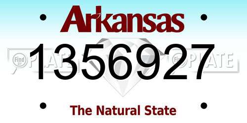 1356927 Arkansas License Plate