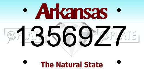 13569Z7 Arkansas License Plate