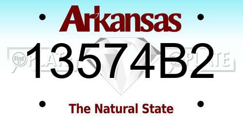 13574B2 Arkansas License Plate