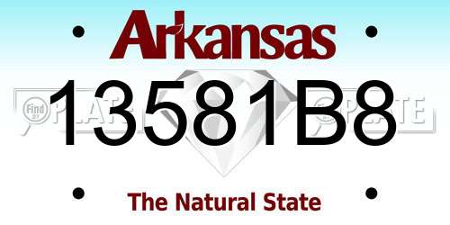 13581B8 Arkansas License Plate